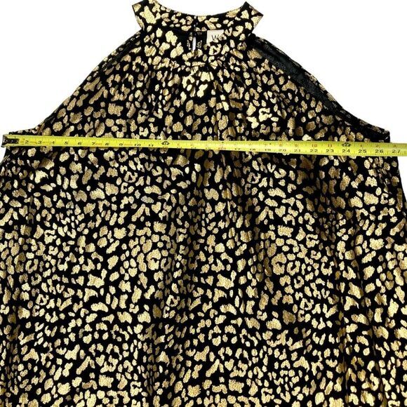 Wrapper Dress Womens Sz 3X Gold & Black Halter Neck Leopard Print Formal Elegant - Picture 6 of 13